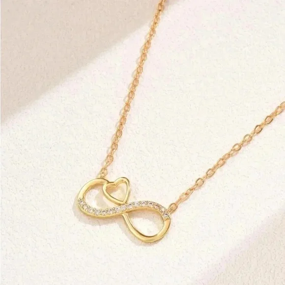 ⚠️Clearance Heart And Infinity Pendant Necklace Gold - Picture 2 of 5